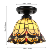 Open Box OUKANING 7.87 in. 1-Light Retro Elegant Colored Glass Shade Flush Mount Ceiling Light