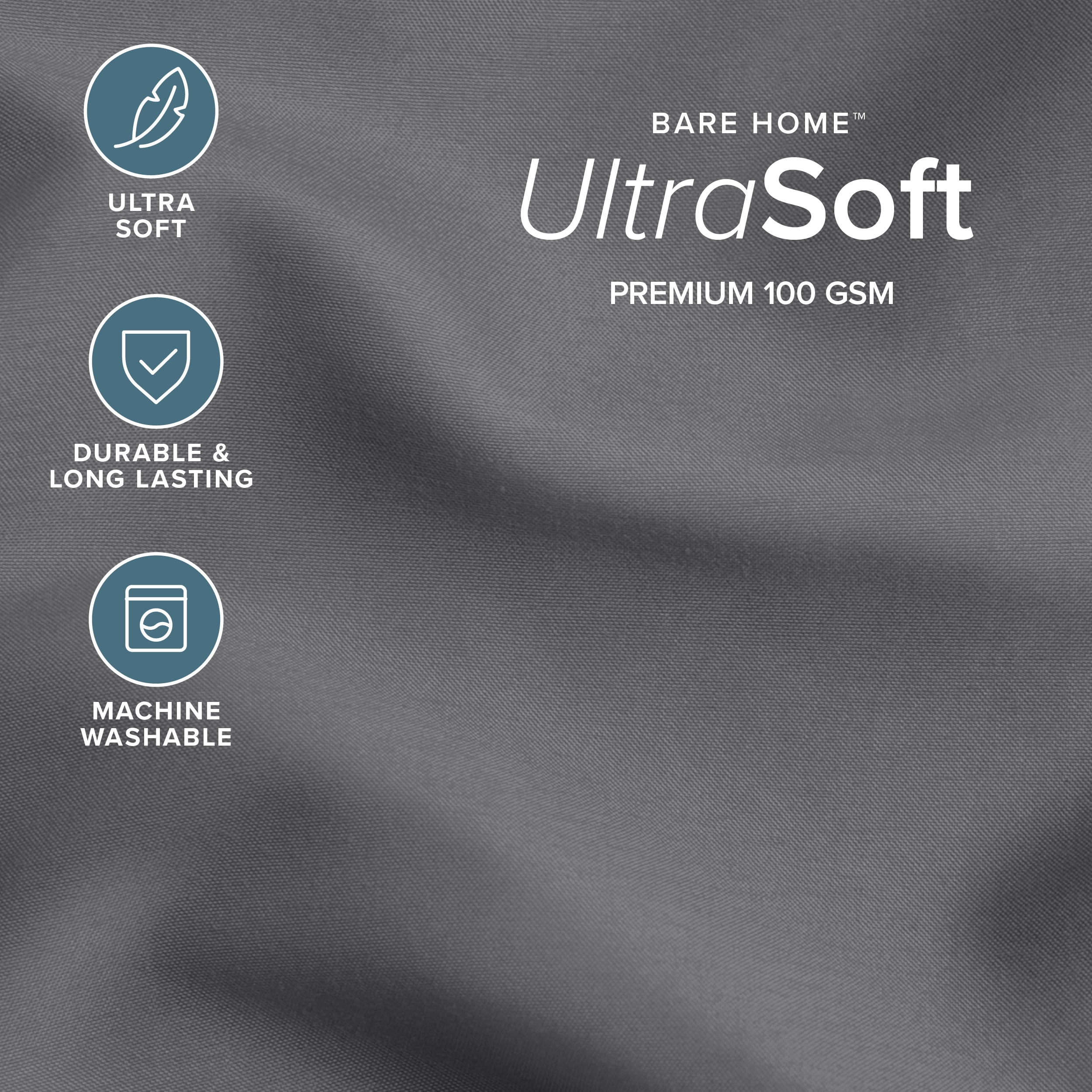 Bare Home Down Alternative Comforter Set - 2-Pieces - All Seasons - Twin/Twin-XL, Gray