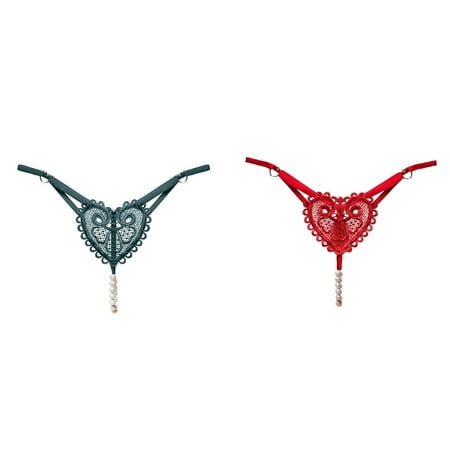 Lojoutye 2 Pack(Green 1PCS & Red 1PCS) Multipack Plus Size Tulle Skirt Lace Thong Pants Plus Briefs Underwear Ladies Panties Bodysuit for Women with Robe Women