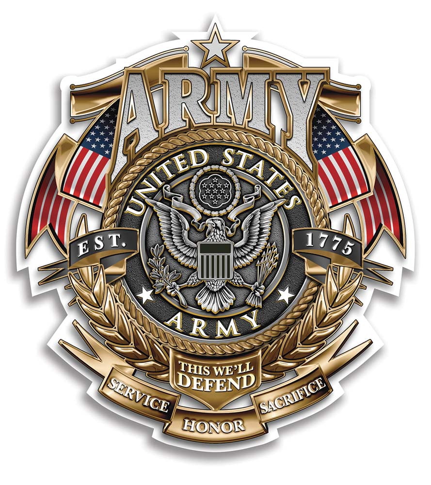 US Army Gold Shield Badge of Honor 6In Reflective Decal - Walmart.com