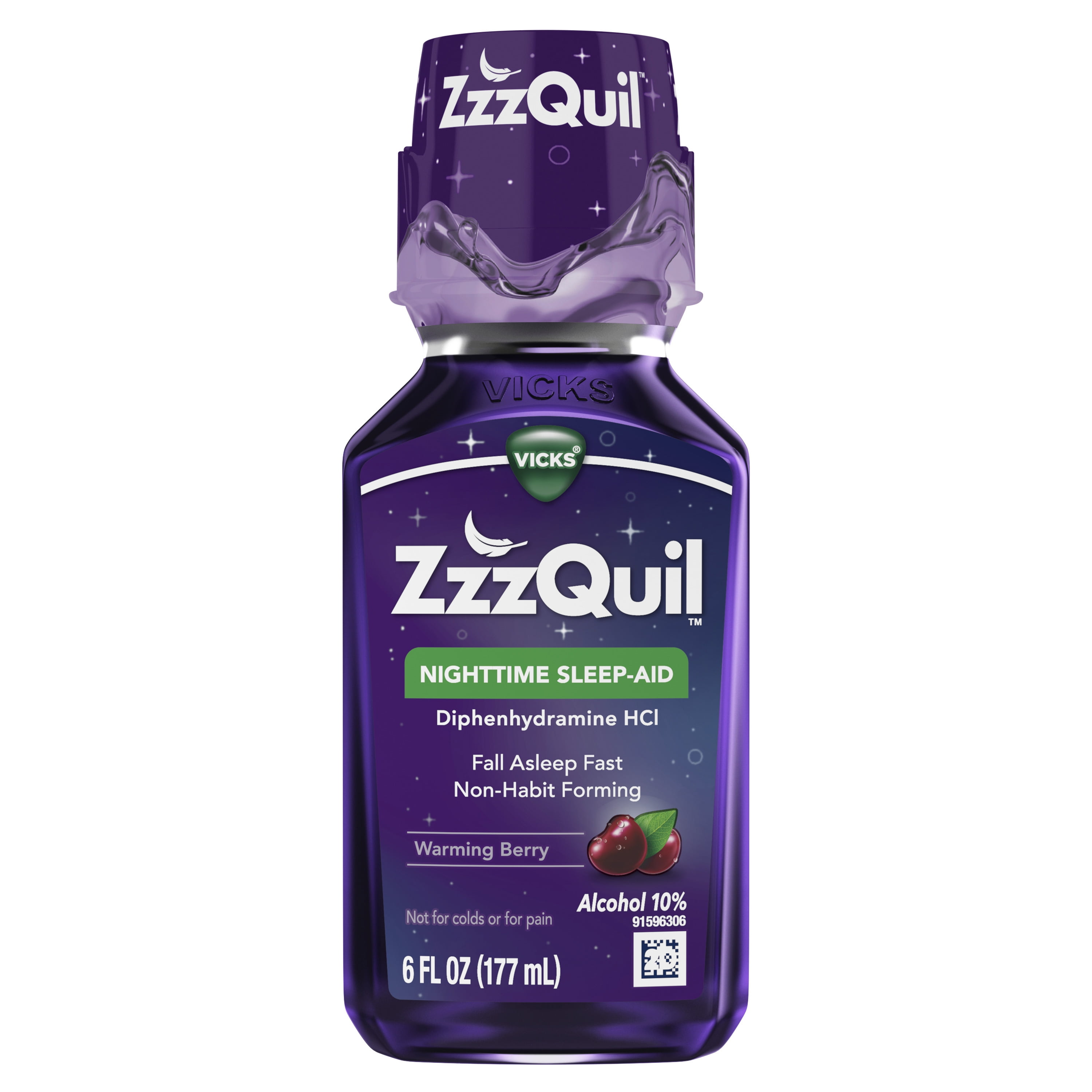 Vicks Zzzquil Night Time Sleep Aid Liquid, Warming Berry, 6 fl oz