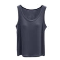 thumbnail image 4 of Bmisegm Built in Bra Tank Tops for Women Sleeveless Ribbed Round Neck Regular Fit Casual Solid Color Basic Vest Womens Tops Dark Gray_002 XL, 4 of 5