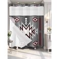 thumbnail image 4 of Red Gray No Hook Shower Curtain Waterproof,Bathroom Curtains with Snap in Liners and See Through Top Window,Southwest Retro Ethnic AztecTexture Bohemian Hotel Style Bathtub Curtains Shower 66"Wx72"L, 4 of 8
