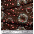 thumbnail image 3 of Soimoi Brown Moss Georgette Fabric Wreath & Dots Print Fabric by Yard 42 Inch Wide, 3 of 3