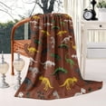 thumbnail image 2 of Brown Cartoon Dinosaurs Fossils Pattern Blanket,Comfortable Soft Lamb Wool Throw Blanket,All Season,Warm Lightweight Blankets for Sofa Bed Couch Living Room Chair,40"x50", 2 of 4