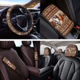 thumbnail image 4 of Yuyamidu Southwest Aztec Car Seat Cover Full Set with Steering Wheel Cover Seat Belt Cover Coaster Horse Center Console Cover Brown Head Rest Covers Keychain, 14 Pack, 4 of 7