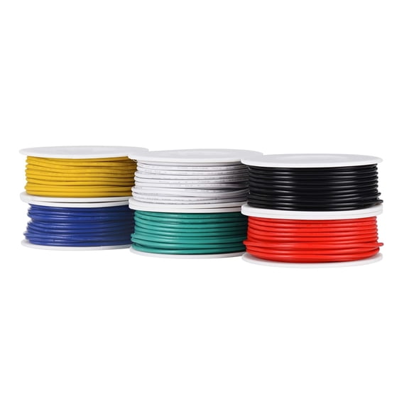 UYGDUY-22 AWG Wire Electrical Wires 22 Gauge Tinned Copper Wire, PVC (OD: 1.7 mm) 6 Different Colored 30ft / 9m Each,Stranded Wire Hookup Wires for DIY DC/AC