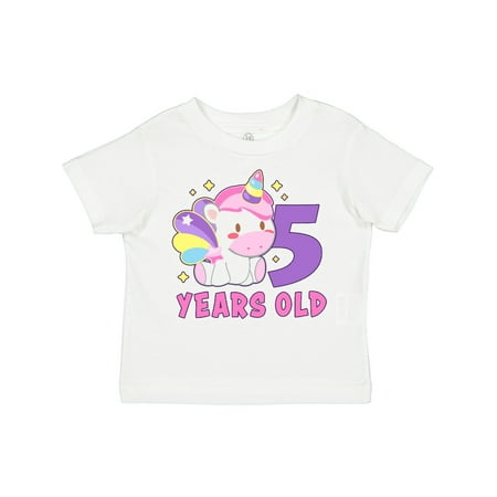 

Inktastic 5 Years Old with Cute Unicorn Birthday Gift Toddler Toddler Girl T-Shirt
