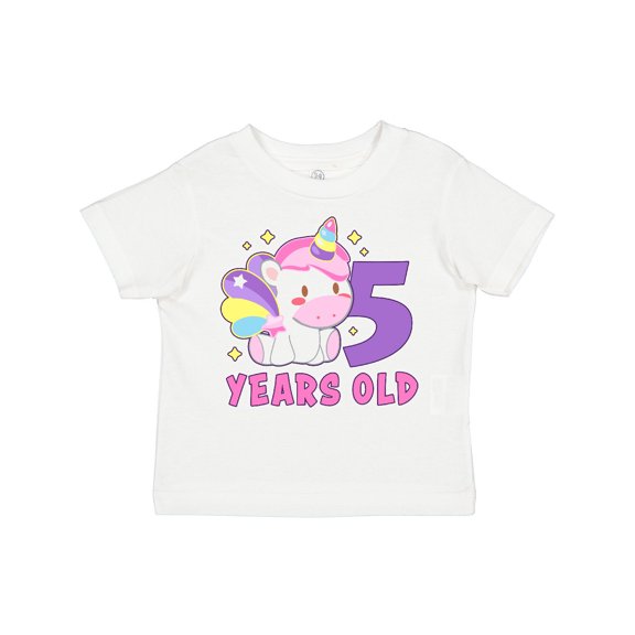 Inktastic 5 Years Old with Cute Unicorn Birthday Girls Toddler T-Shirt