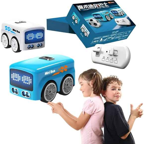 Magic Mini RC Bus – 2026 Upgraded Gesture & Remote Control Smart Sensor Car, Auto-Avoidance Line Tracking Desktop Vehicle with LED Expression Lights, Interactive Toy Car for Kids & Adults