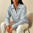 thumbnail image 4 of Womens Polo Shirts Long Sleeve Collared Button Vintage Cute Fall Tops Gray L, 4 of 6