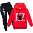 thumbnail image 2 of Conjunto de 2 piezas de ropa con capucha y pantalones con estampado de fútbol CR7 para niños y niñas de 3 a 14 años, chándal para primavera y otoño, 2 of 4