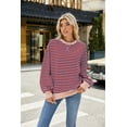 thumbnail image 6 of IDOPIP Oversized Sweatshirt for Women 2024 Fall Crewneck Long Sleeve Color Block Striped Pullover Top, 6 of 9