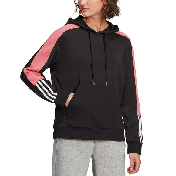 adidas Color-Block Linear Hoodie Black/Hazy Rose/White XL