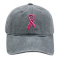 thumbnail image 2 of AirLoni Unisex Baseball Cap Washed Soft Cotton Ribbon 3D Embroidered Curved Brim Sun Protection Casual Streetwear Trucker Hat for Breast Cancer Awareness Daily Outings Grey,One Size, 2 of 5