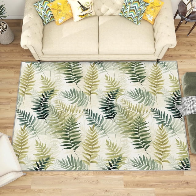 3x5 Rug, Tropical Leaf Door Mat Washable Non Slip Soft for Entryway, Palm Leaf Rug, Botanical Carpet, Tropical Leaf Home Decor & Gifts