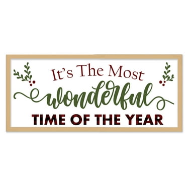 Big It's The Most Wonderful Time of the Year 9.5" x 21.5" Framed Christmas Wall Decor  Sign Poster