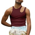 thumbnail image 1 of Men's Summer Sexy Solid Irregular Sleeveless Vest Tops Hollow Tank Tops Blouse, 1 of 2