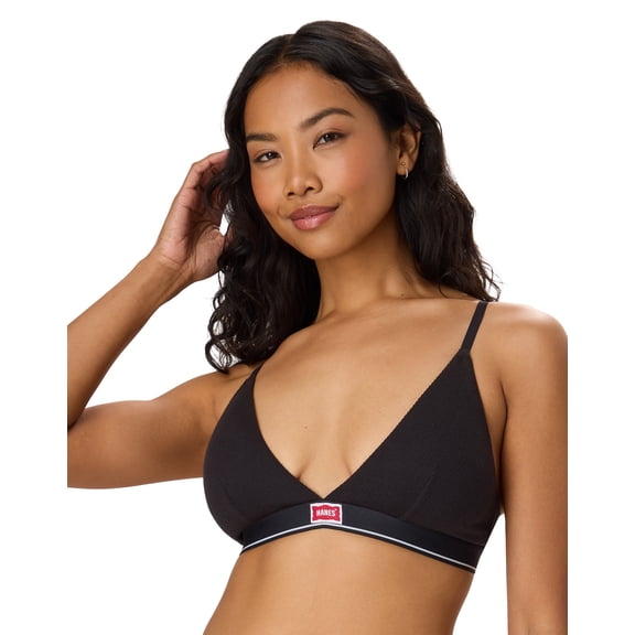 Hanes Legends Women's Wireless Bra with Convertible Straps, Moisture-Wicking Black M
