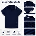 thumbnail image 6 of Aideaone Boys Polo Shirt Solid Color V-Neck Casual Short Sleeve Shirts for Boys Size 7-14T, 6 of 7