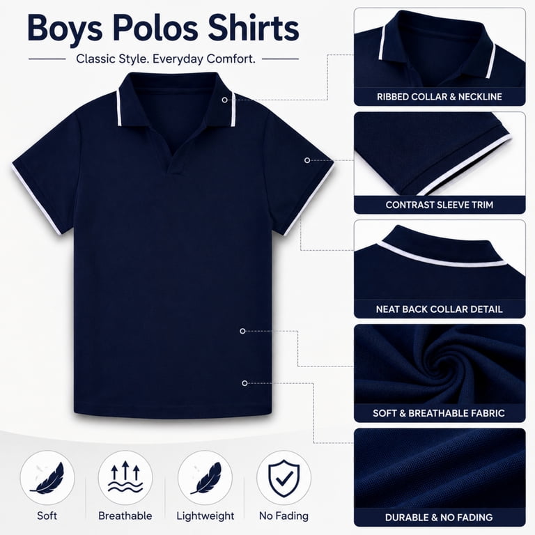 Aideaone Boys V-Neck Polo Shirt photo 5