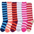 thumbnail image 2 of ToBeInStyle Women's Pack of 6 Soft & Cozy Fuzzy Fleece Plush Knee High Socks - Striped - One Size, 2 of 7