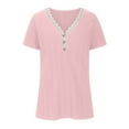thumbnail image 6 of Summer Saving Wycnly Womens Tops Button Down Plus Size Comfy Knitted Ribbed Tunic Shirts Summer Casual Solid V-Neck Short Sleeve Blouse Pink XXXXL, 6 of 6