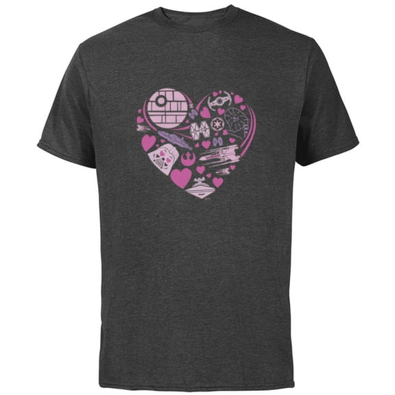 Star Wars Galaxy of Love Pink Heart Valentine’s Day - Short Sleeve Cotton T-Shirt for Adults - Customized-Charcoal