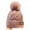 Happy Lotus Color, variant on Women's Winter Knitted Brimless Beanie Hat with Fleece Lining and Pom-Pom, Thick Loose Snow Knitted Headwrap Ski Hat