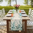 thumbnail image 4 of Table Runners 72 Inches Long Dress Scarves, Teal Green Eucalyptus Farmhouse Kitchen/Dining Table Runner, Coffee Tablerunners, Farmhouse Weeping Leaves Linen 16x72 Inch, 4 of 9