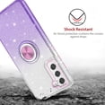 thumbnail image 3 of TJS for Samsung Galaxy S21 FE 5G Phone Case, Two Tone Shinny Glitter Metal Ring Magnetic Support Kickstand Cover (Blue), 3 of 5