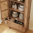 thumbnail image 5 of 64" Tall Kitchen Pantry,Farmhouse Storage Cabinet with Rattan Doors and 2 Drawers,Rustic Wood Cupboard with Adjustable Shelf,Pantry Cabinet for Kitchen Dining Room, 5 of 7