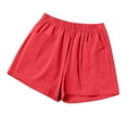 thumbnail image 2 of AOOCHASLIY Women Summer Elastic Waist Pocket Cotton Linen Shorts Pants, 2 of 5
