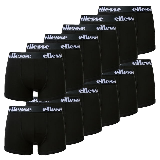 ellesse Bóxers para hombre, paquete de 12 - BARLA, bañadores, cintura con logotipo, color liso Negro XL (X-Large)