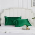 thumbnail image 3 of Lirex 2-Pack Microfiber Pillowcases, King Size, Satin Silk Finish, Envelope Closure, Green, 3 of 6