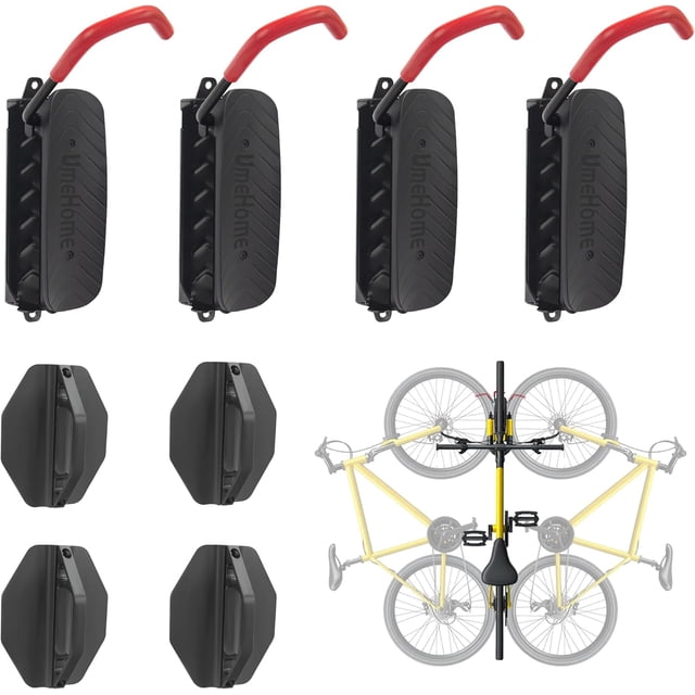 Swivel Bike Wall Mount, Bike Hangers for Garage, Space-Saving Bike Storage, Sturdy Rack Can Holds Up to 77 lbs, Easy Install, 4 Pack