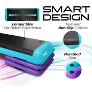 Yes4All Adjustable Aerobic Step Platform, 40 in x 16 in with 4 Risers, Teal, Black and Purple