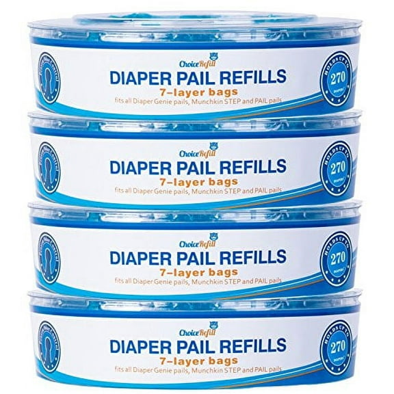 ChoiceRefill Compatible with Diaper Genie Pails, 4-Pack, 1080 Count