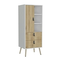 Newboti Furniture Dresser 52"H Stylish Bedroom Storage Solution with 3 Open Shelves, 2 Drawers, and 1 Door, White / Macadamia 44394