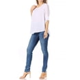 thumbnail image 4 of Women's Casual Solid Round Neck Loose Fit Roll Tab 3/4 Sleeve Shirt Blouse Tops, 4 of 6