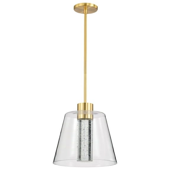 Nuvo Lighting Aura 12 Inch LED Pendant Brushed Brass K9 Bubble Crystal 3000K CCT - Brushed Brass