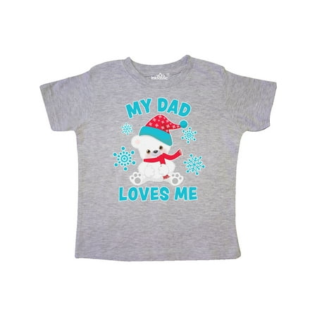 

Inktastic Polar Bear My Dad Loves Me in Santa Hat with Snowflakes Gift Toddler Boy or Toddler Girl T-Shirt