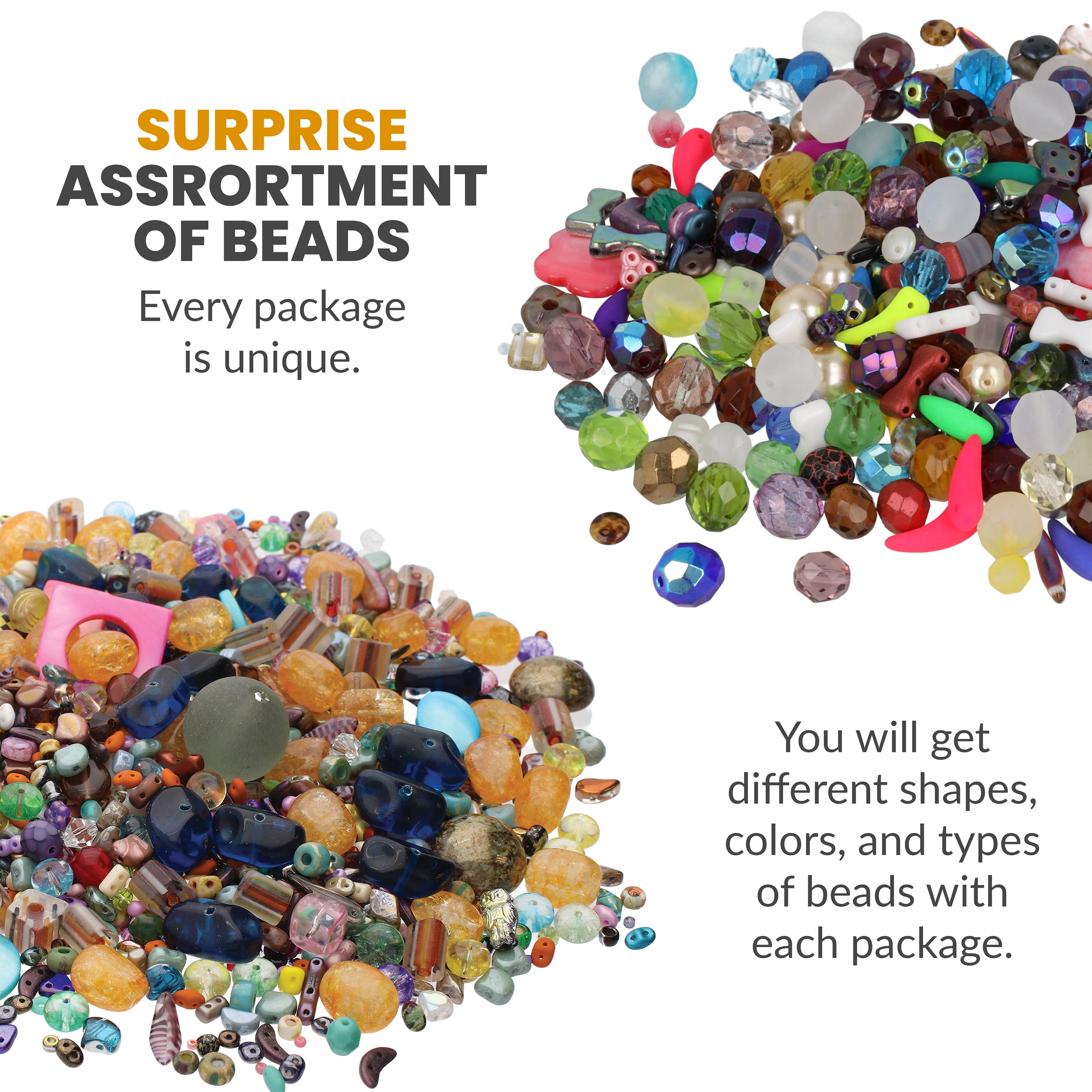 The Beadsmith Box of Beads – Glass Beads Assortment in Varying Shapes, Colors, and Sizes, 2 Pounds