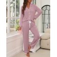 thumbnail image 4 of Conjunto de pijama ZMJ camisa rosa de manga larga y pantalones de pijama S, 4 of 8