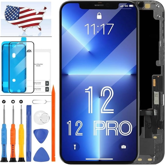 for iPhone 12/12 Pro LCD Screen Replacement for iPhone 12 A2172 A2402 A2404/12 Pro A2341 A2406 A2408 A2407 6.1 inches LCD Display Touch Screen Digitizer Assembly Replacement with Tools TFT