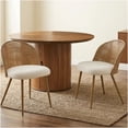 thumbnail image 3 of COSMOS Bohemian Modern Rattan Dining Chair Set of 2, Brown Wicker with Beige Cushion, Indoor Boho Kitchen Seating, 3 of 10