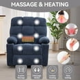 thumbnail image 3 of Manual Recliner Chair with Heat and Vibrating Massage for Adults, Soft Chenille Rocking Recliner Chair with Swivel and 2 Cup Holders, Heavy Duty Reclining Chair with Side Pocket for Living Room, Blue, 3 of 8