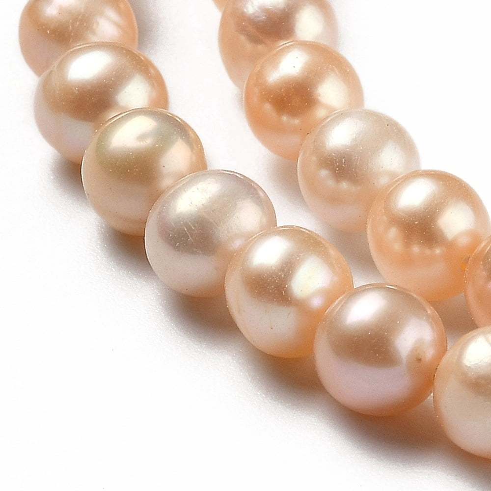 1 Strand Natural Cultured Freshwater Pearl Beads Strands Round Dark Orange 5~6x5.5~6mm Hole: 0.6mm about 69pcs/strand 13.77 inch(35cm)