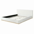 thumbnail image 2 of Christopher Knight Home Queen Bed with Velvet Upholstery, Solid Wood Platform, Padded Headboard, White, 2 of 8