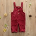 thumbnail image 3 of Qiylii Toddler Kids Corduroy Suspender Rompers Solid Button Color Down Overalls, 3 of 9